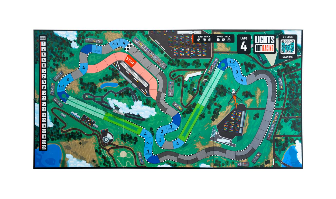 Lights Out Racing | Board Game - Mahtgician Games, LLC | Formula 1 - Formula One - F1 | United Kingdom - British Grand Prix - Silverstone Circuit