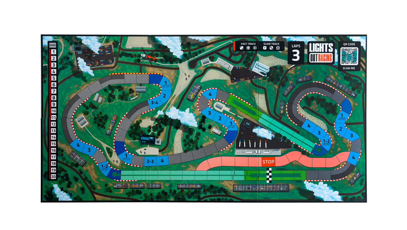 Lights Out Racing | Board Game - Mahtgician Games, LLC | Formula 1 - Formula One - F1 | Spain - Gran Premio De España - Circuit de Barcelona-Catalunya